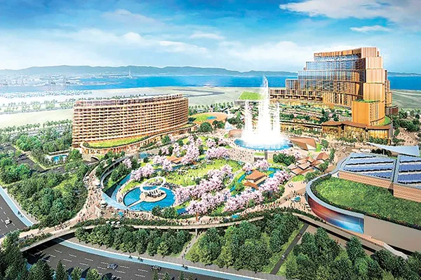 大阪府と市が大阪湾の人工島・夢洲で計画するカジノを含む統合型リゾート（IR）のイメージ図＝MGM提供