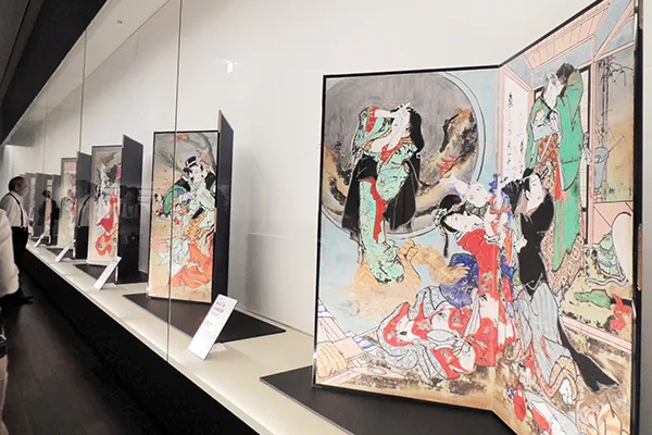 芝居絵屏風「芦屋道満大内鑑葛の葉子別れ」