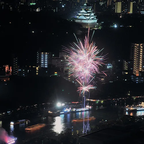 過去に行われた天神祭奉納花火の様子
