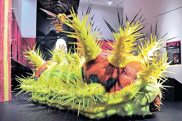 イラガの幼虫の拡大模型（約100倍）